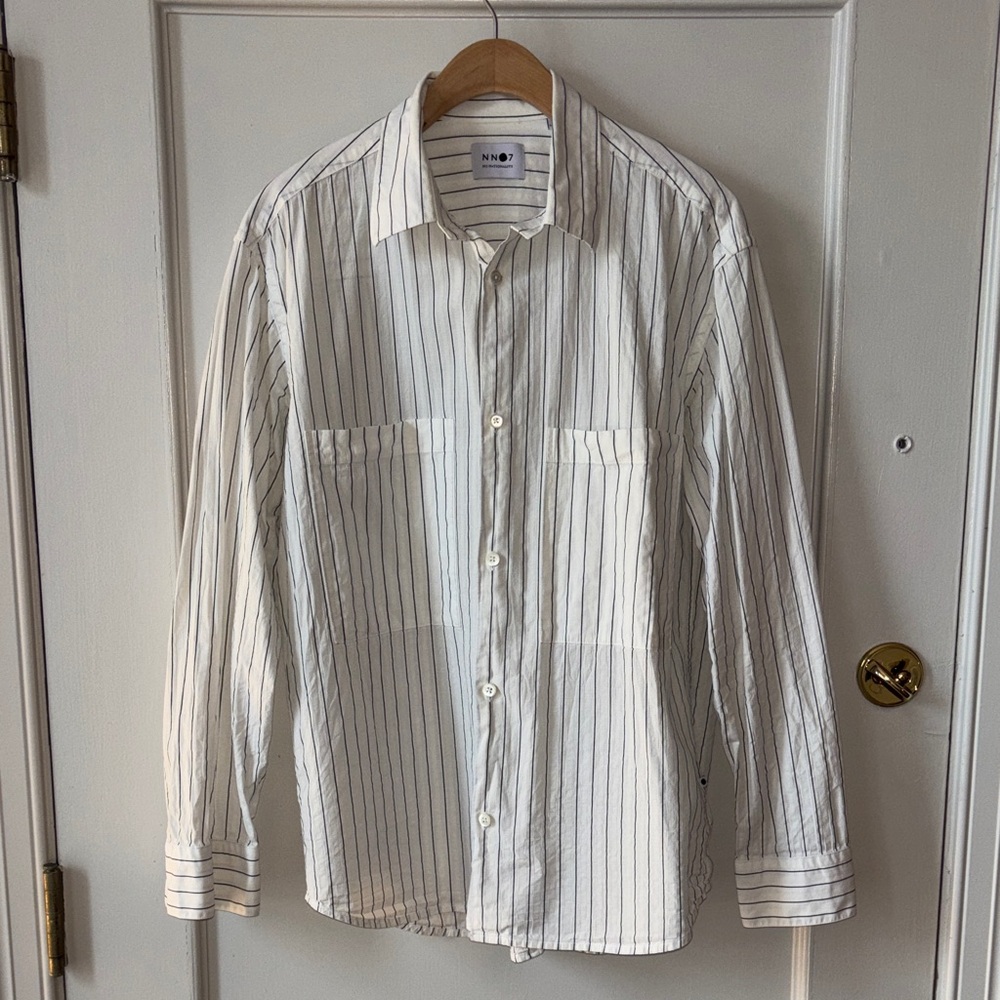 NN07 White Striped Two-Pocket Shirt